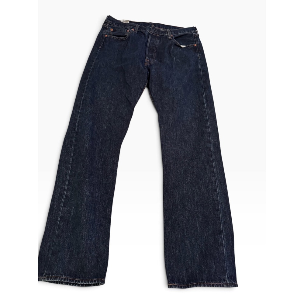 Levis 501 Original Fit Dark Wash Indigo Button Fly Straight Leg Jeans 36x34
